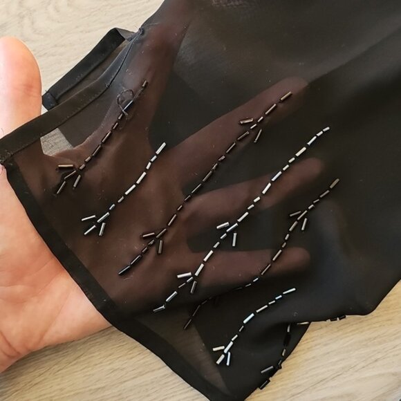 Vintage Yves St. Clair Black Sheer Dressy Evening Beaded Cardigan Large - Picture 5 of 8